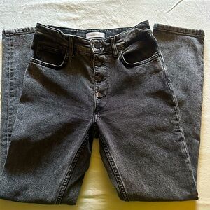 Anine Bing Frida High Rise Straight Jeans Acid charcoal sz 25